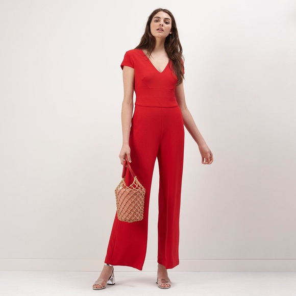 Donna Morgan cap sleeve red jumpsuit - Size 16 - Picture 6 of 8